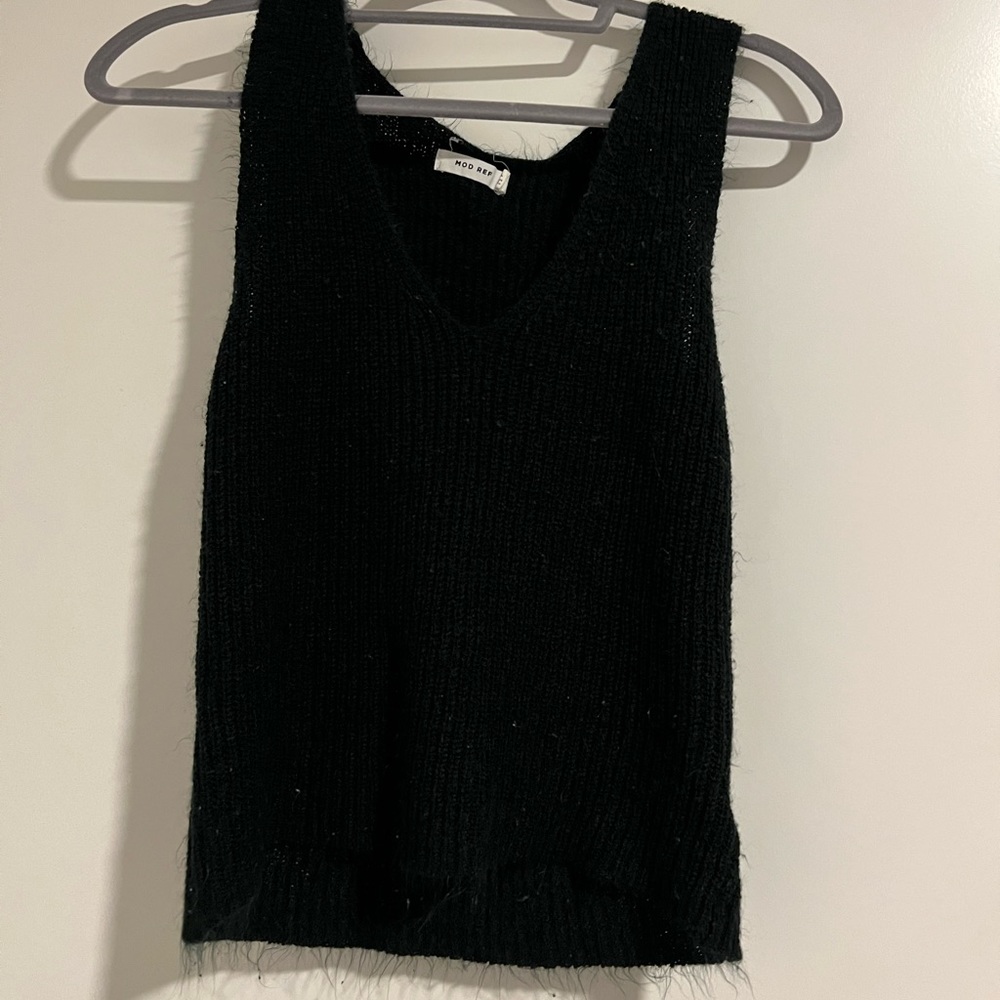 Mod Ref Woven Black Tank Top